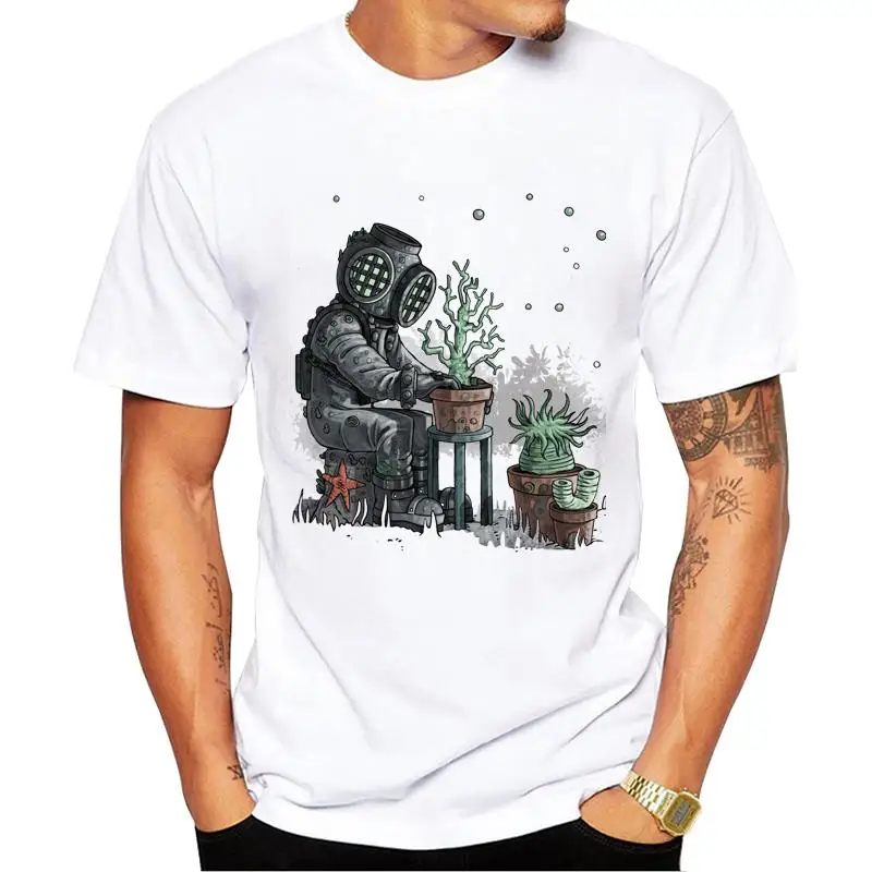 FPACE Hipster Coral Garden Men T-Shirt Retro Astronaut Planting Printed Short Sleeve Tshirts Fashion t shirts Cool Tee