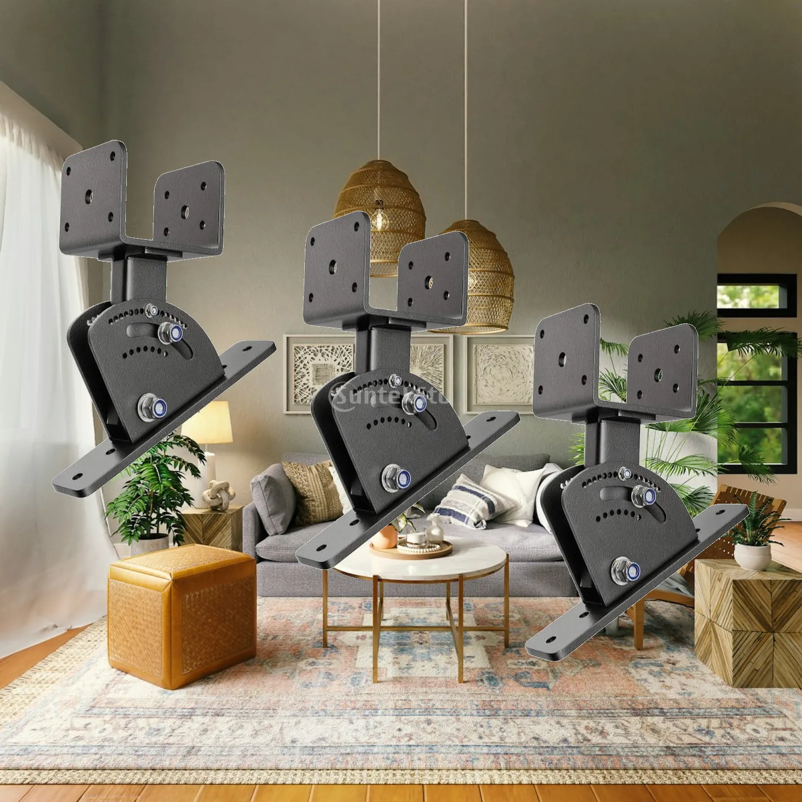 3 Pieces Roof Mounting Bracket with U-Shaped Cradle Heavy-Duty Pergola Beam Bracket Brackets Black Hardware Stable for Builders
