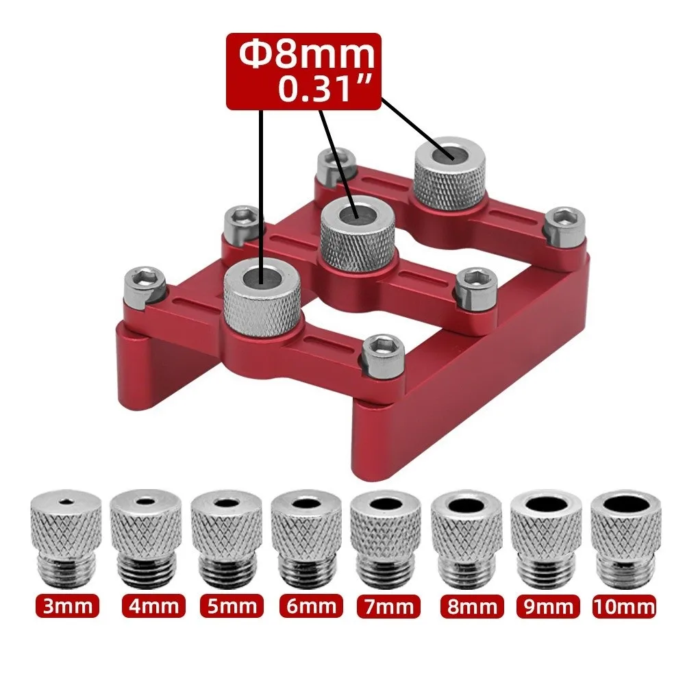 

3-10mm Drill Sleeves Self Centering Dowelling Jig Three-in-One Design Adjustable Woodworking Joinery Hole Drill Guide
