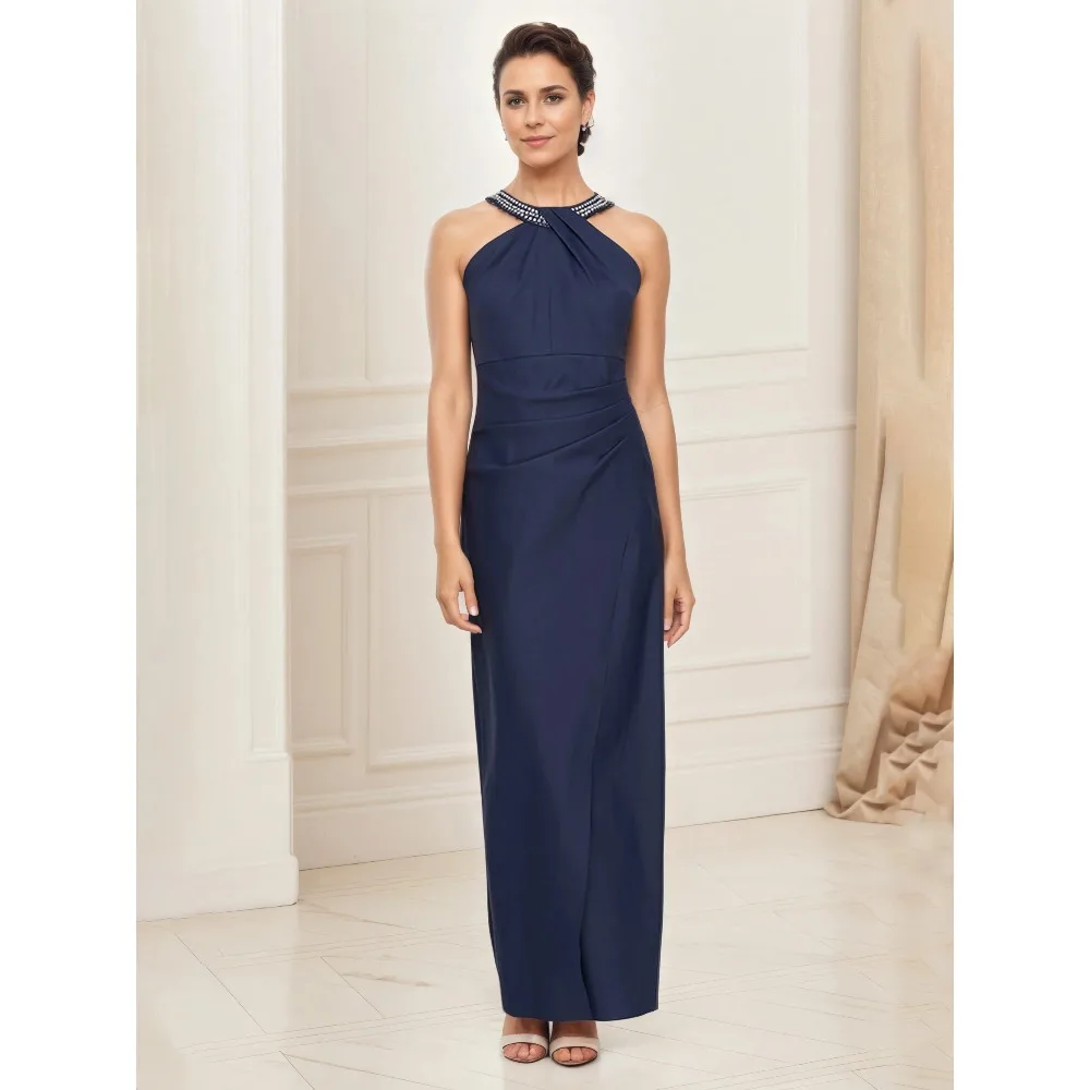 

Customized Halter Mother of the Birde Dresses for Wedding Party Beaded Luxury Evening Dress for Women Long Cockttail Gowns