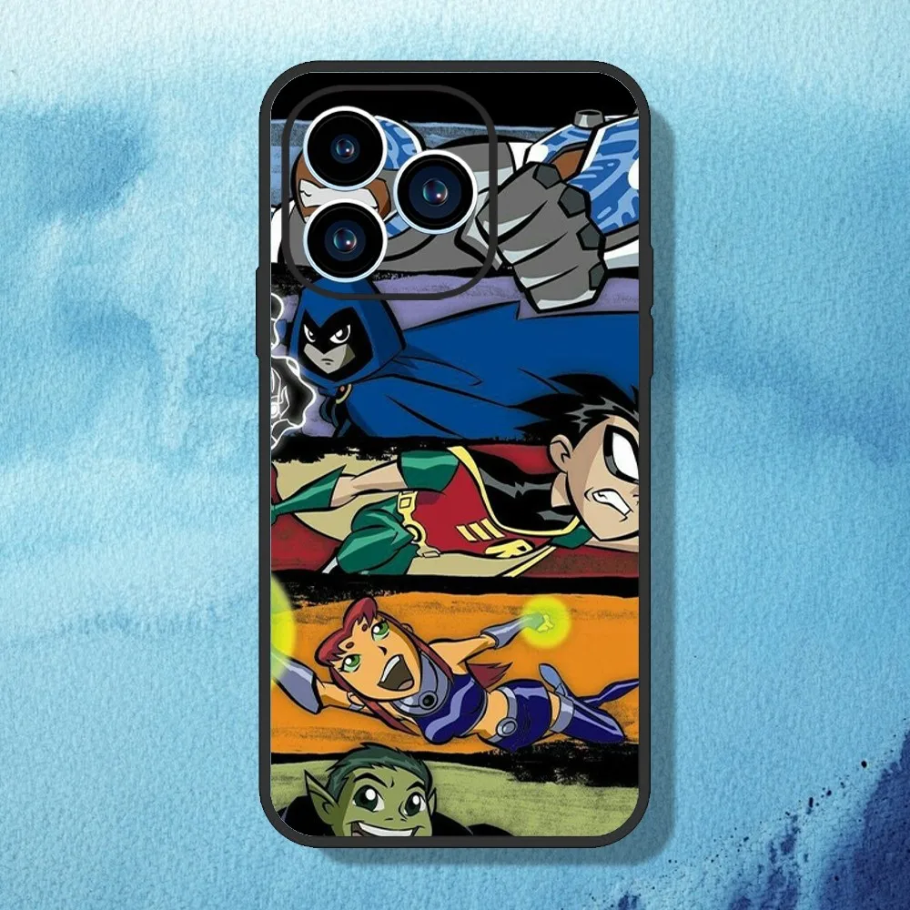 Cartoon Teen T-Titans Phone Case For iPhone 11 12 13 14 15 Mini Pro Max Plus 8 xr xs Black Shell