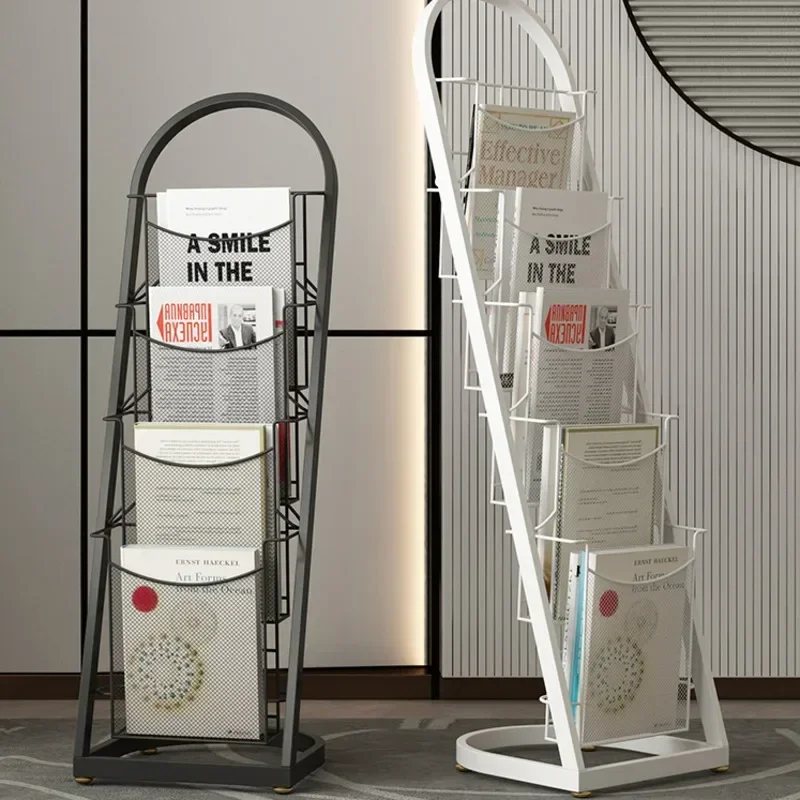 Light Luxury Large Capacity Magazine Rack Front Desk Publicity Material Display Office Floor Newspaper Stand