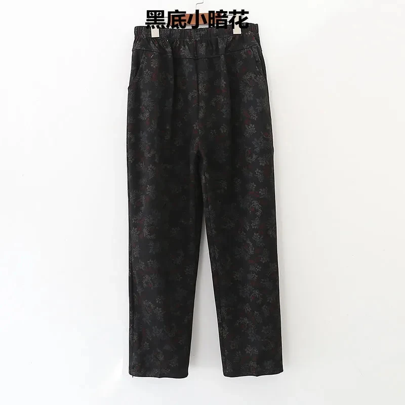 

2022 New Womens Trousers Spring And Autumn Middl Aged Elastic Waist Casual Straight Pants Female High-waisted Printing Trousers