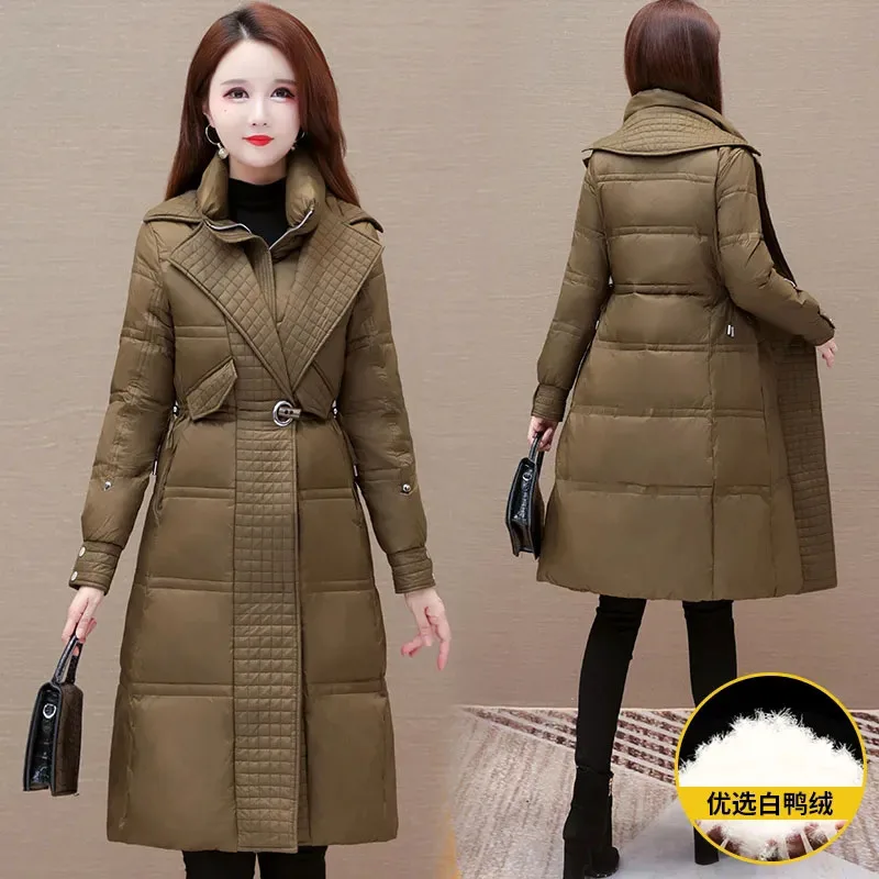 

New Fashion Women Down Jackets Winter Cold Jackets Thick Black 90% White Duck Down Coat Female Snow Warm Parker Overcoat 4XL