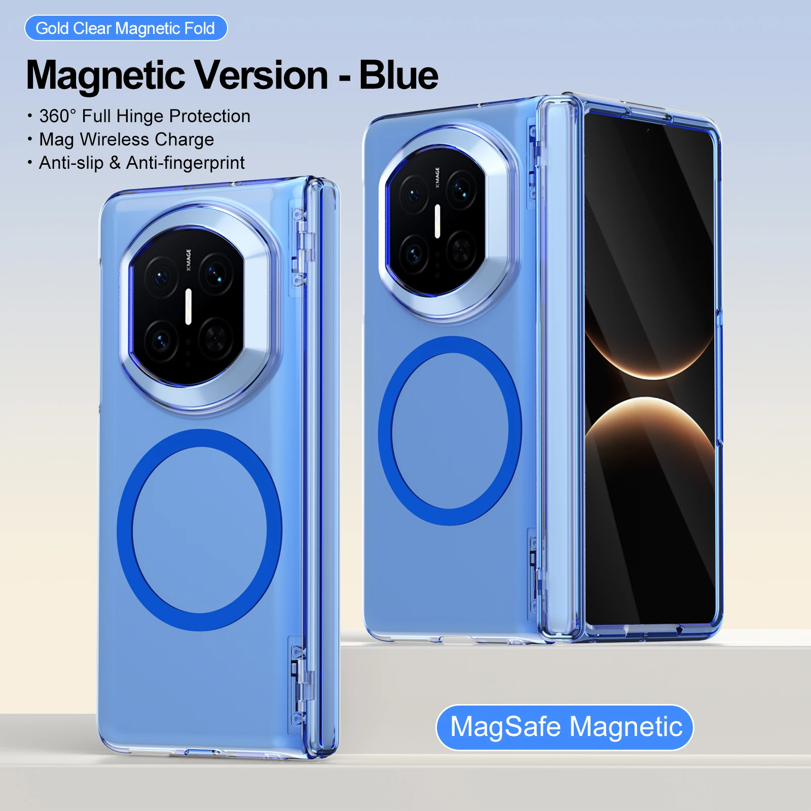 Magnetic Case For Huawei Mate X7 Hinge Full Protection Cover Built‑in Glass Screen Protector Anti‑Yellow Clear Shockproof