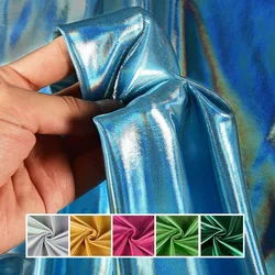 4 Sides Stretch Bronzing Glitter Fabric By The Meter for Skirts Latin Dance Dresses Sewing Laser Phantom Soft Cloth Smooth Drape