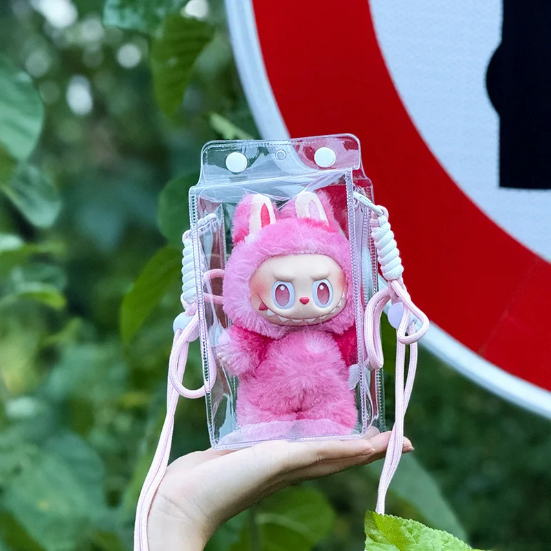 Three-generation Labubu Diagonal Bag, Walking Baby Bag Doll 16cm Dust-proof Front High-energy Pendant Display Storage Bag