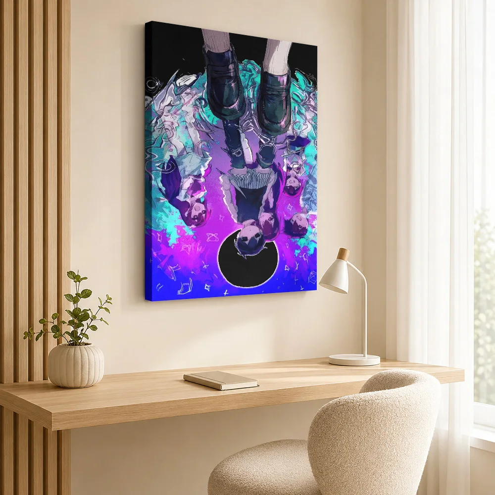 Omori Upside Down Character Framed Canvas Poster Customized Photo Minimalist Outlines Wall Art For Gaming Room Game Lover Gift