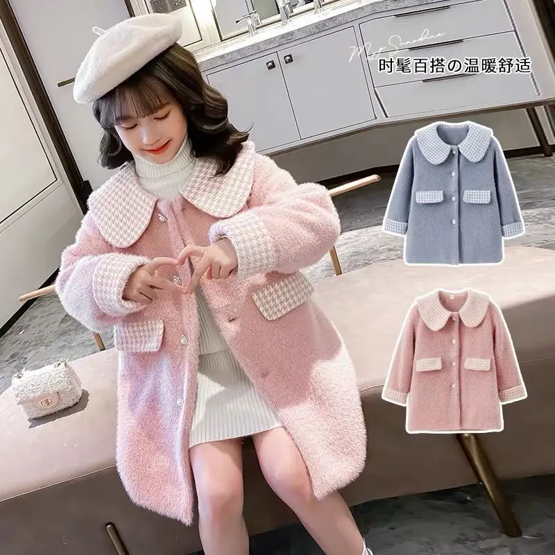 

Girl Coat Jacket Overcoat Cotton 2023 Luxury Warm Thicken Velvet Winter Casual Teenager Plus Size Kids Children's Clothing