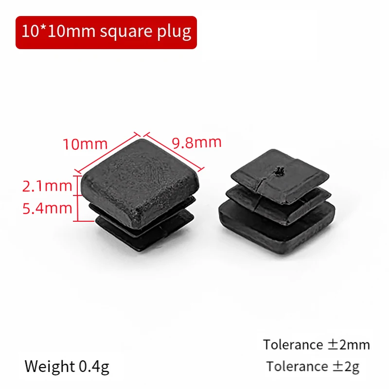 1/3/5/10pcs Black Square Plugs Pipe Tube Cap Plastic Tubing End Cap Insert Blanking Stopper 10 13 15 16 18 19 20 23 25 28-100mm