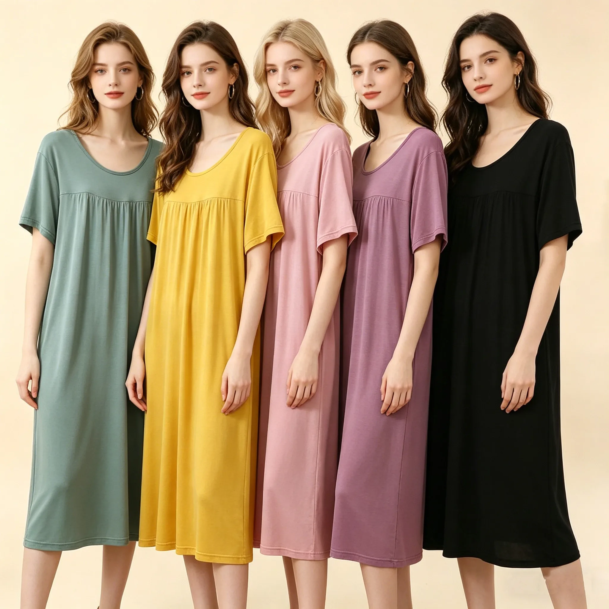 Modales, lässiges, lockeres Kleid in Übergröße, Sommer-Homewear für Damen, Schlafkleid, leichtes Nachthemd, bequeme Loungewear