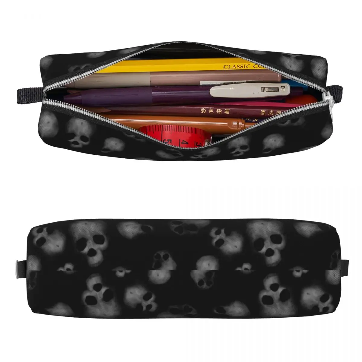 Skulls Pattern Pencil Cases Cute Goth Witchcraft Pen Box Pencil Bags Student Large Storage School Supplies Gifts Pencilcases