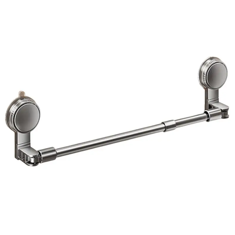 HLZS-Kitchen Bathroom Organizer Shelf Bathroom Suction Cup Wall Towel Holder No-Punching Retractable Towel Robe Coat Rack A