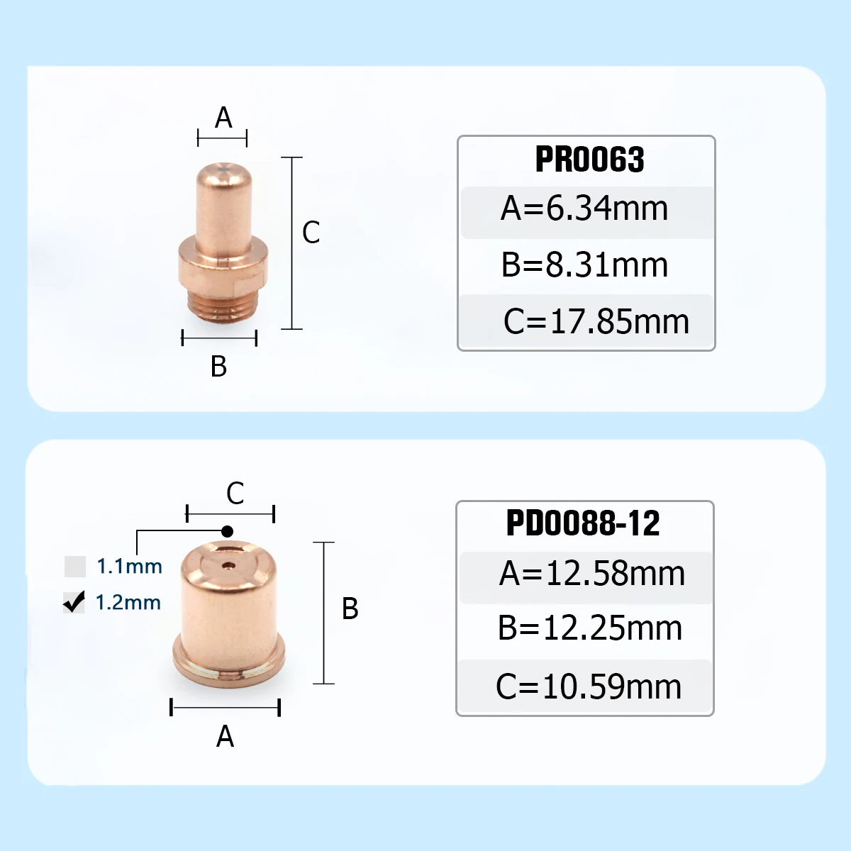 CEBORA P70  Plasma Electrode Tip C1402 C1308 for Eastwood Versa-Cut 60amp Cutter CB70 Torch Plasma Arc Cutting Consumables