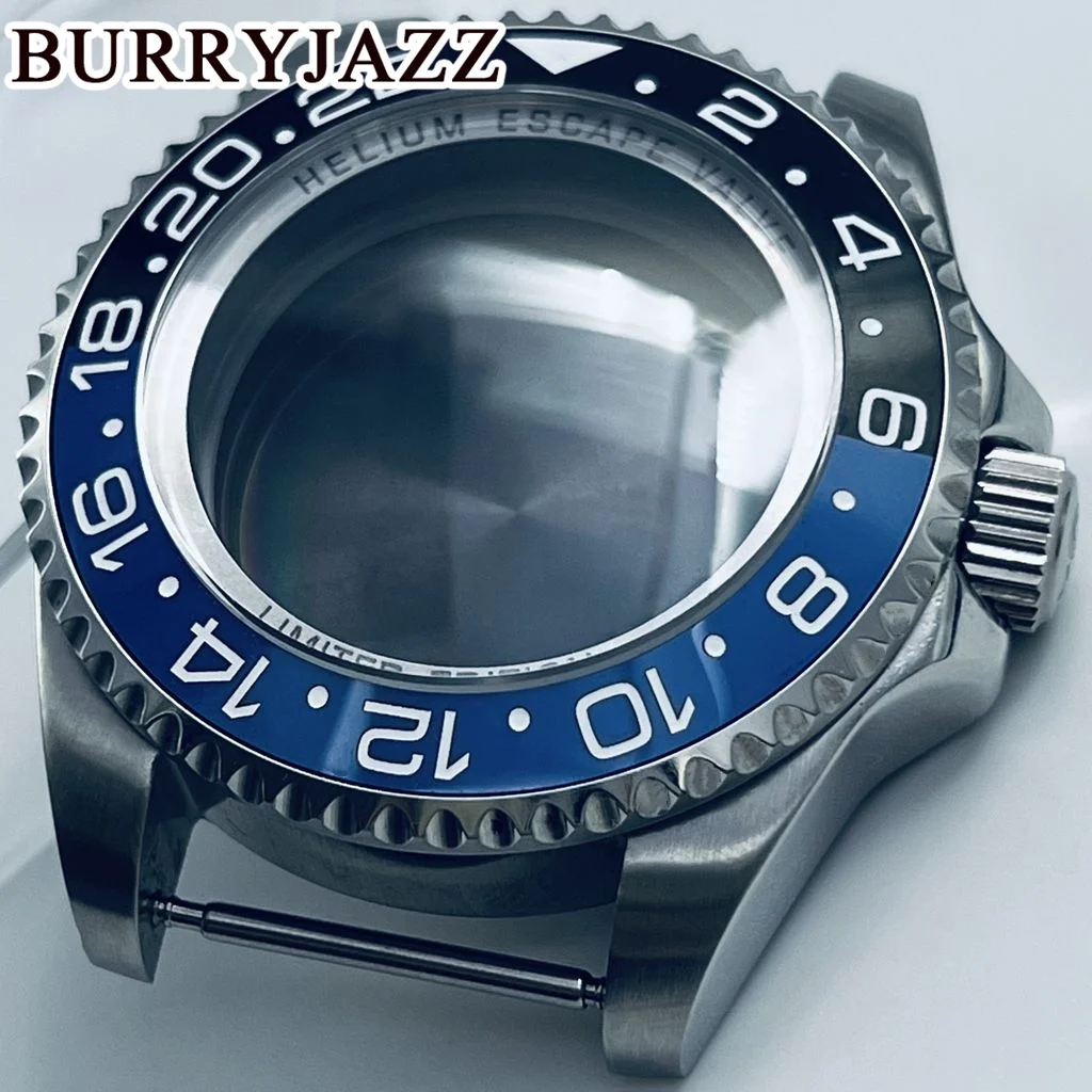 Imagem -02 - Burryjazz-caixa de Safira Impermeável para Relógio Moldura Cerâmica Preta Azul e Verde 44 mm Sea Nh34 Nh35 Nh36 Nh38 Nh39 Nh70 Nh72