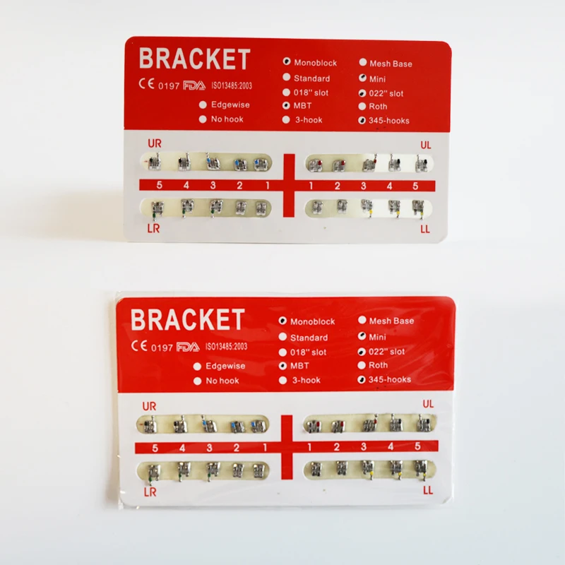 10Packs Orthodontic Braces Bracket MBT 345Hooks Standard Mini Red Pad