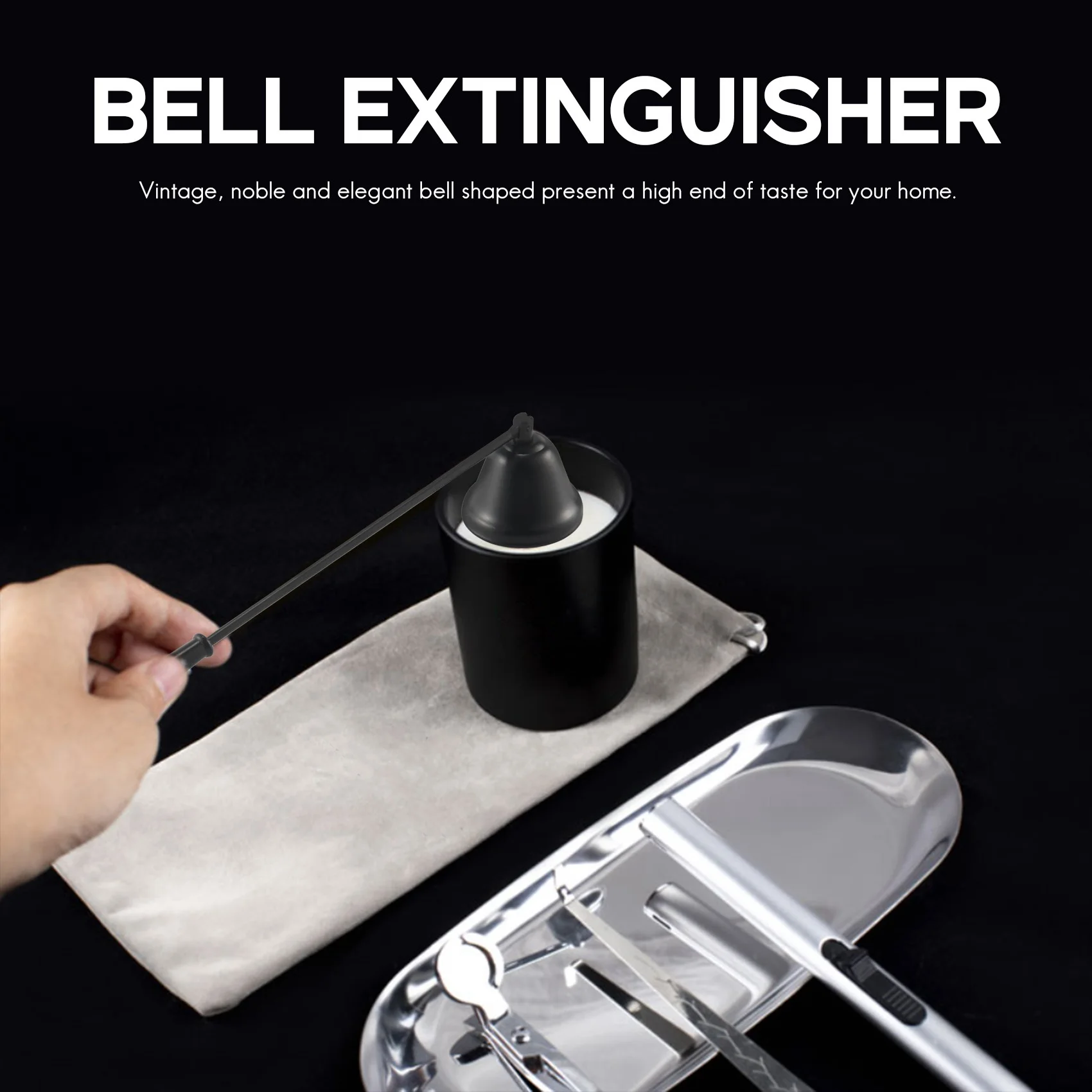 A77I Candle Wick Snuffer Stainless Steel Candle Flame Trimmer Bell Shaped Oil Lamp Scissor Cutter Wax Candle Extinguisher