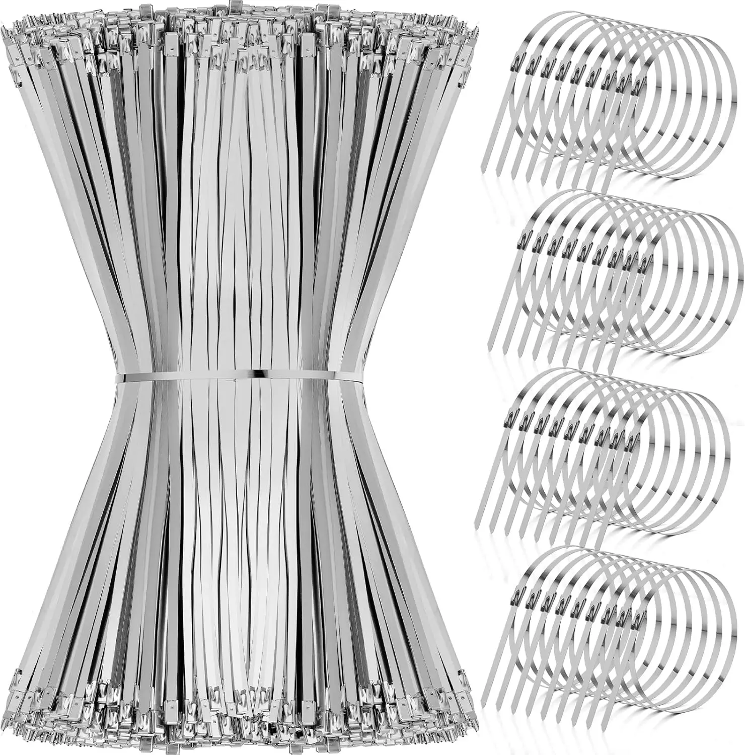 

304 Stainless Steel Zip Ties Heavy Duty Self Locking Cable Ties 11.8 Inch 1000 Pcs for Outdoor Fence Farm Pipe Roof Machinery