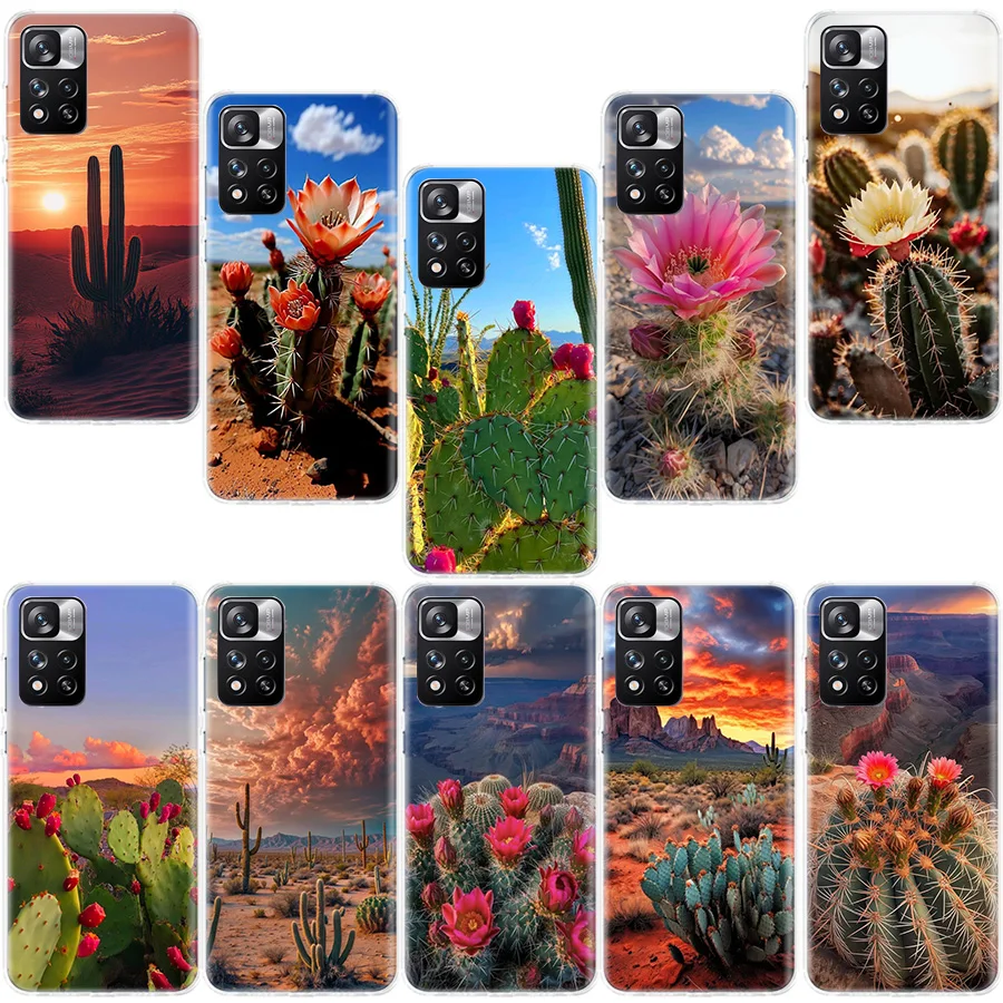 

Picturesque Desert With Cacti Phone Case For Redmi Note 13 12 Pro Plus 14 15 Pro 5G 11 11T 11E 11S 10 Pro 10S 9 9S Cover Cell Cl