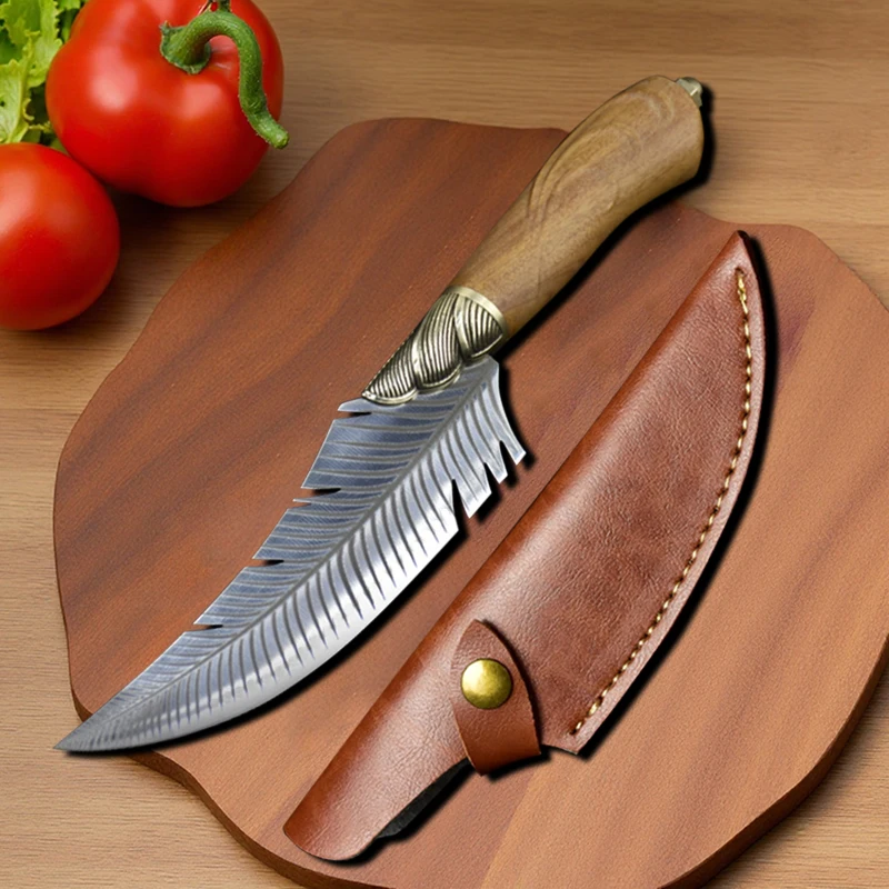 Hand Forged Wood Handle Boning Knife Butcher Meat Cleaver Chopper Chef Cooking Kitchen Knife Tools