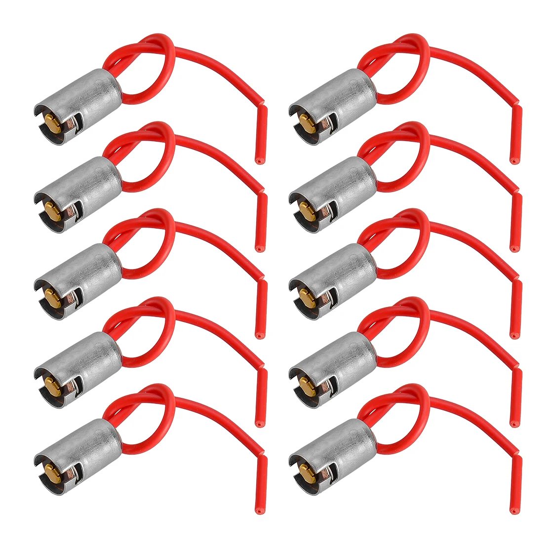 10Pcs BA9S Universal Car Truck SUV Light Bulb Sockets Holders Bases Connectors With Wire Red New