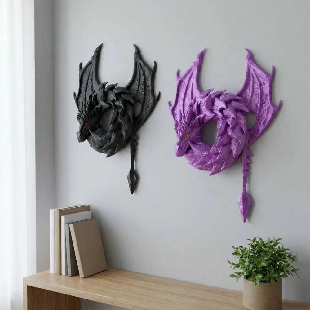 Ornement de couronne de dragon fantastique imprimé en 3D, sculpture de dragon volant sombre de style gothique, faite à la main, en plastique de style sombre