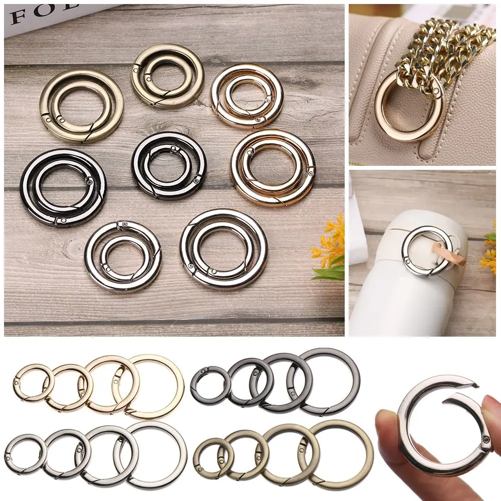 

gold silver Plated Gate Round Push Trigger Snap Clasp Clip Bag Belt Buckle Spring O-Ring Buckles Carabiner Purses Handbags