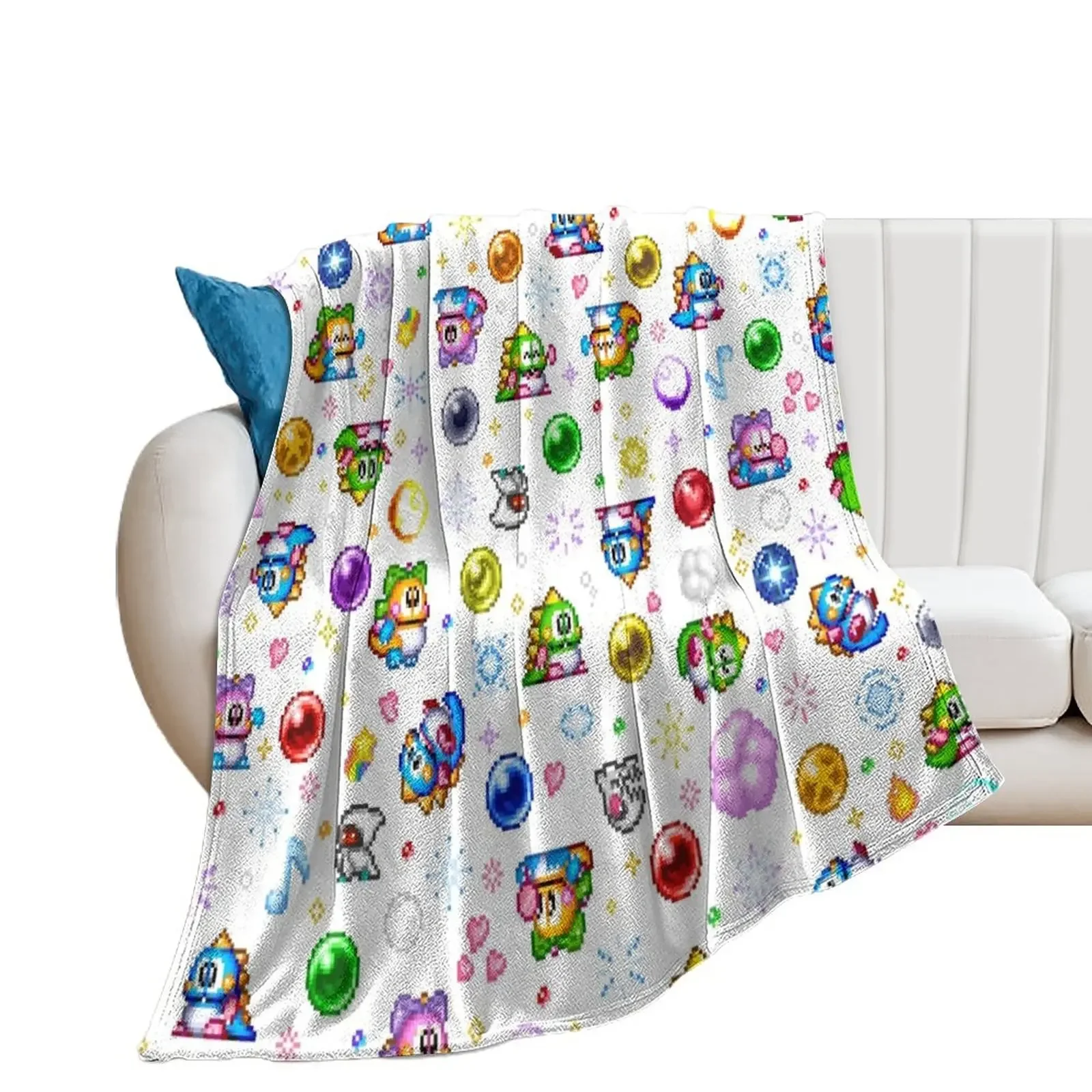 

Bubble Bobble - White Throw Blanket Vintage Nap Shaggy Blankets