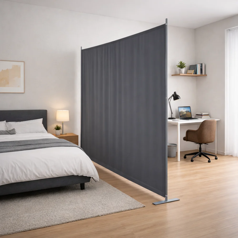 Paravent de séparation, monobloc, grand format, 180 x 180 cm, écran de protection d'intérieur, autoportant, pour bureau, chambre, salon, salle à manger, bureau d'étude - Gris