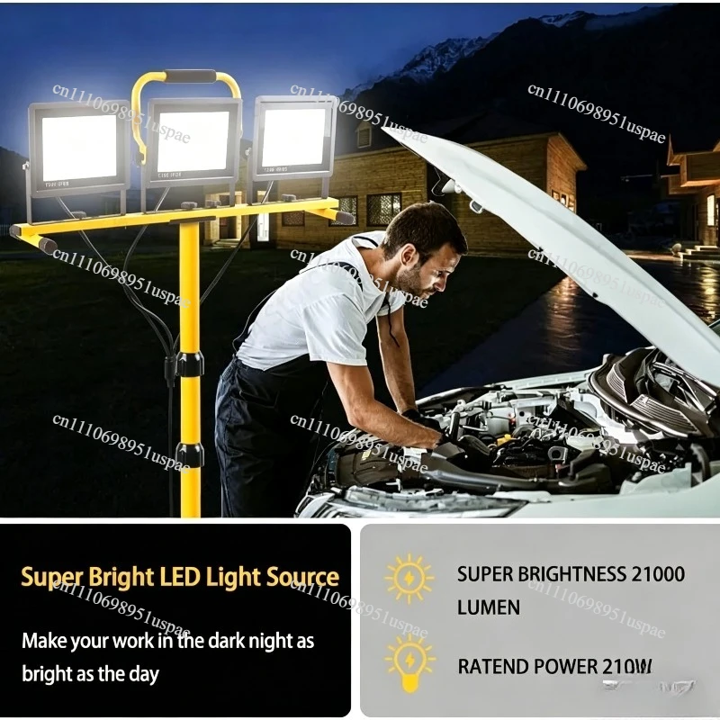 LED Tripod Work Light -  Portable Flood Light with Adjustable Stand (IP66 Waterproof for Construction/Events)