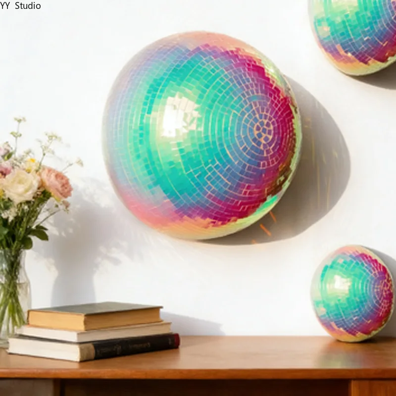 Nordic Hemisphere Reflective Color Film Wall Decoration Disco Colorful Ball Wedding Stage Mirror Decoration Home Decoration