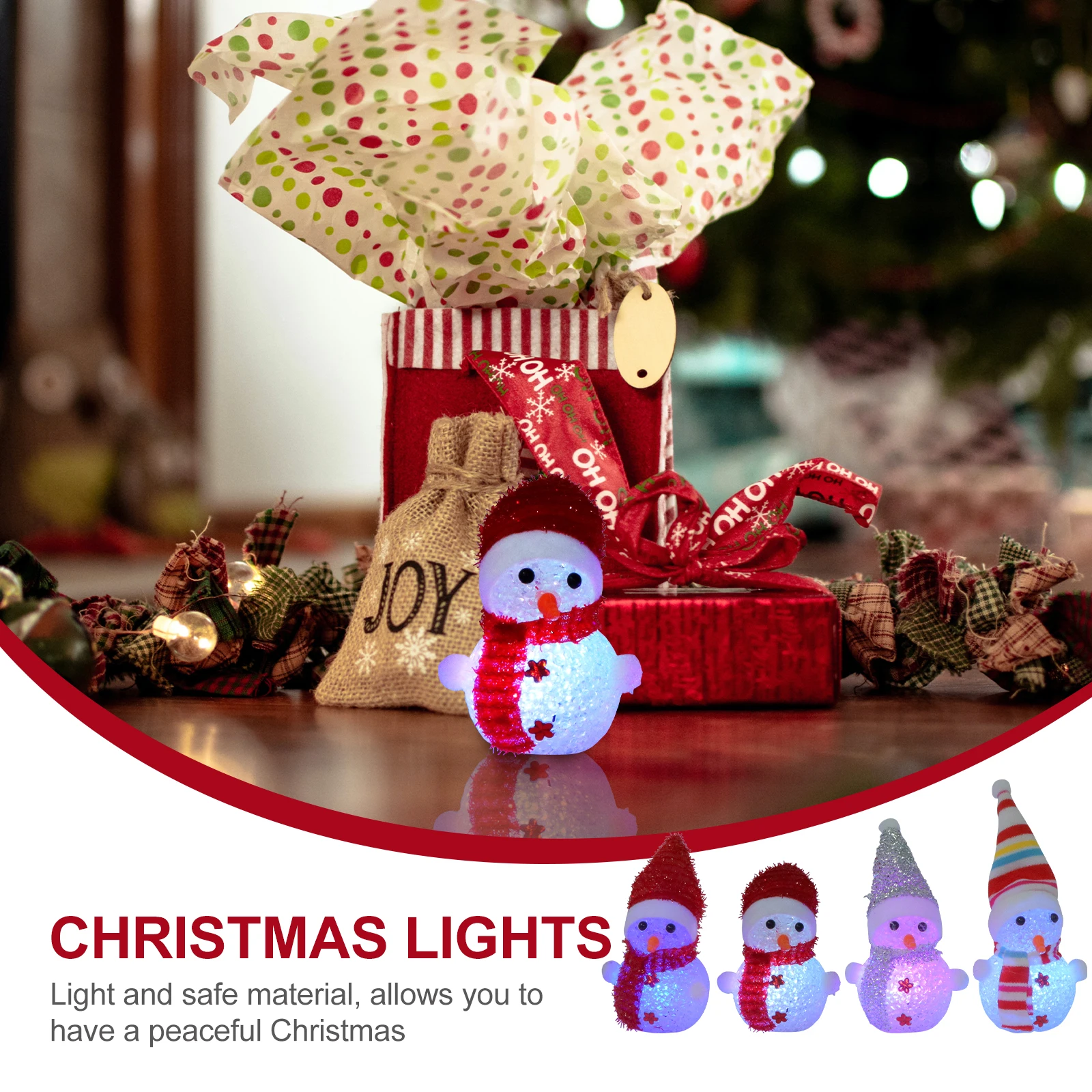 4 قطع متوهجة LED ثلج مصباح كريستال اللون تغيير ضوء الليل لعيد الميلاد الديكور المنزل مكتب غرفة نوم شجرة ديكور #1