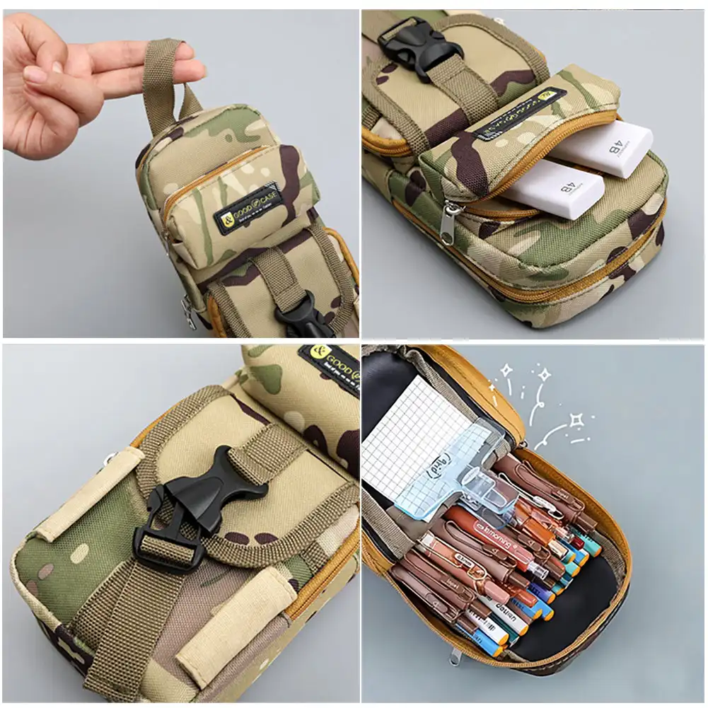 Estuche de lápices de camuflaje de gran capacidad para niños, papelería rígida, caja de soporte para bolígrafos, suministros escolares, regalo para niños