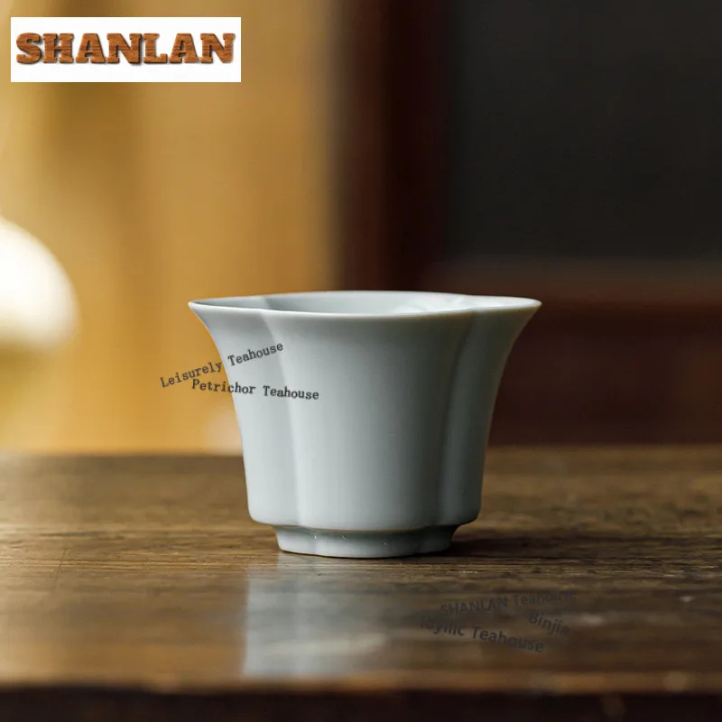 

130ml Sky-blue Ru Kiln Teacup Zen Tea Bowl Tea Pair Tea-tasting Personal Cup Chazhan Master Cups Household Teaset Ornaments Gift