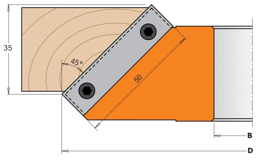 Livter 45 Degree Chamfer Cutter Heads for Wood Stair Making