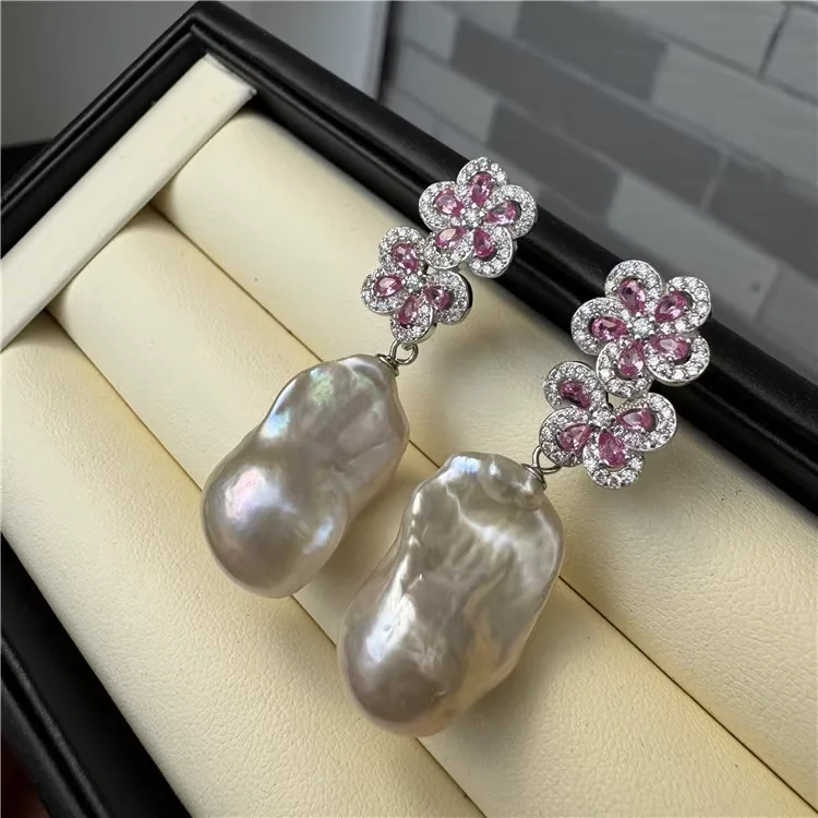 

Natural Baroque Pearl 925 Sterling Silver Earrings