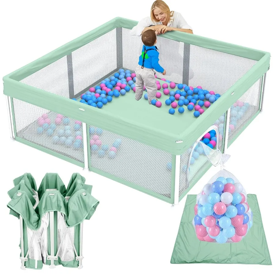 Box pieghevole per bambini con tappetino 50×50 Penna da gioco pieghevole per neonati e bambini piccoli Penna da gioco di sicurezza per interni ed esterni Gioco portatile