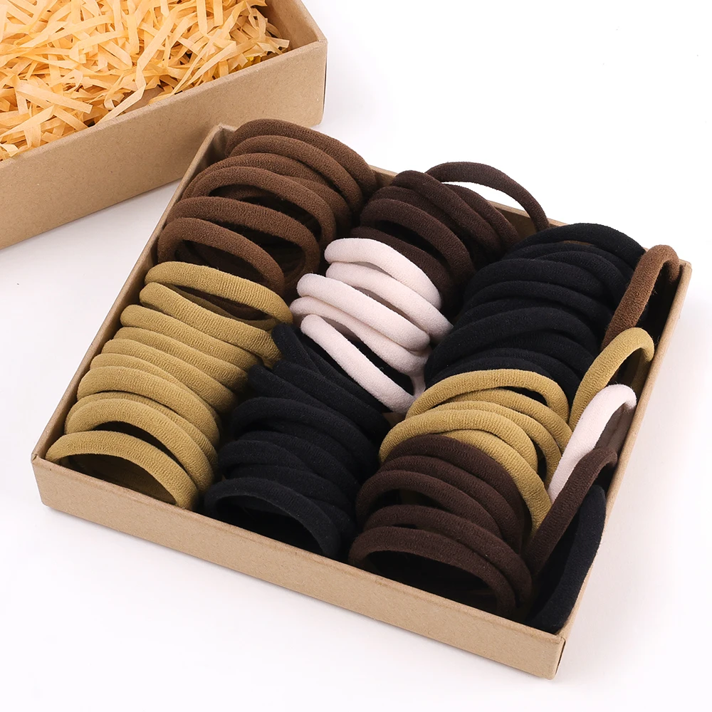 20-100pcs High Elastic Hair Rope Women Basic Hair Bands Black Coffee Brown Seamless Hair Ring Ties Ponytail Holder Accessories