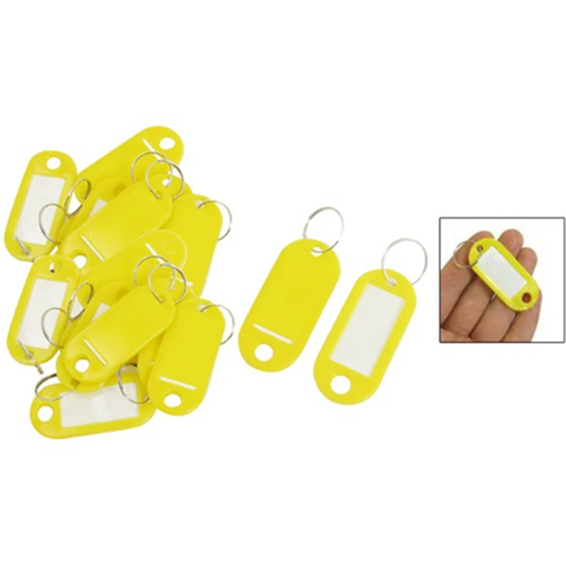 40 Pcs Key ID Tags Labels Keyring Yellow & Red