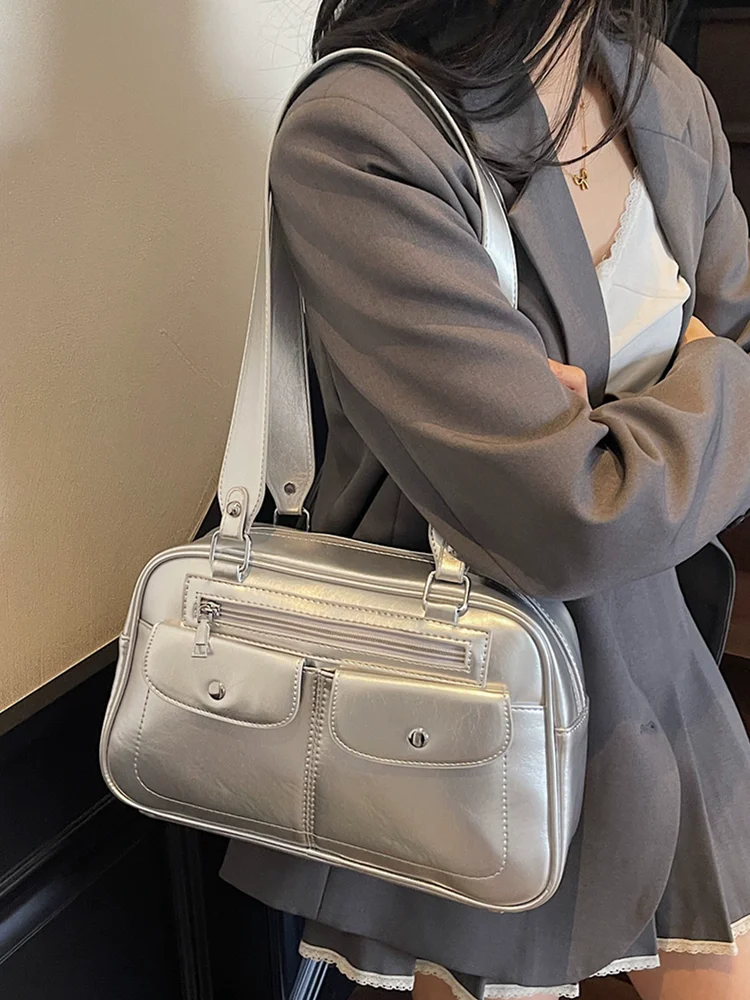 

Hot Selling Bowling Bags For Women Large Capacity Armpit Boston Bag Luxury Leather Handbags and Purse Ladies Pillow Bags