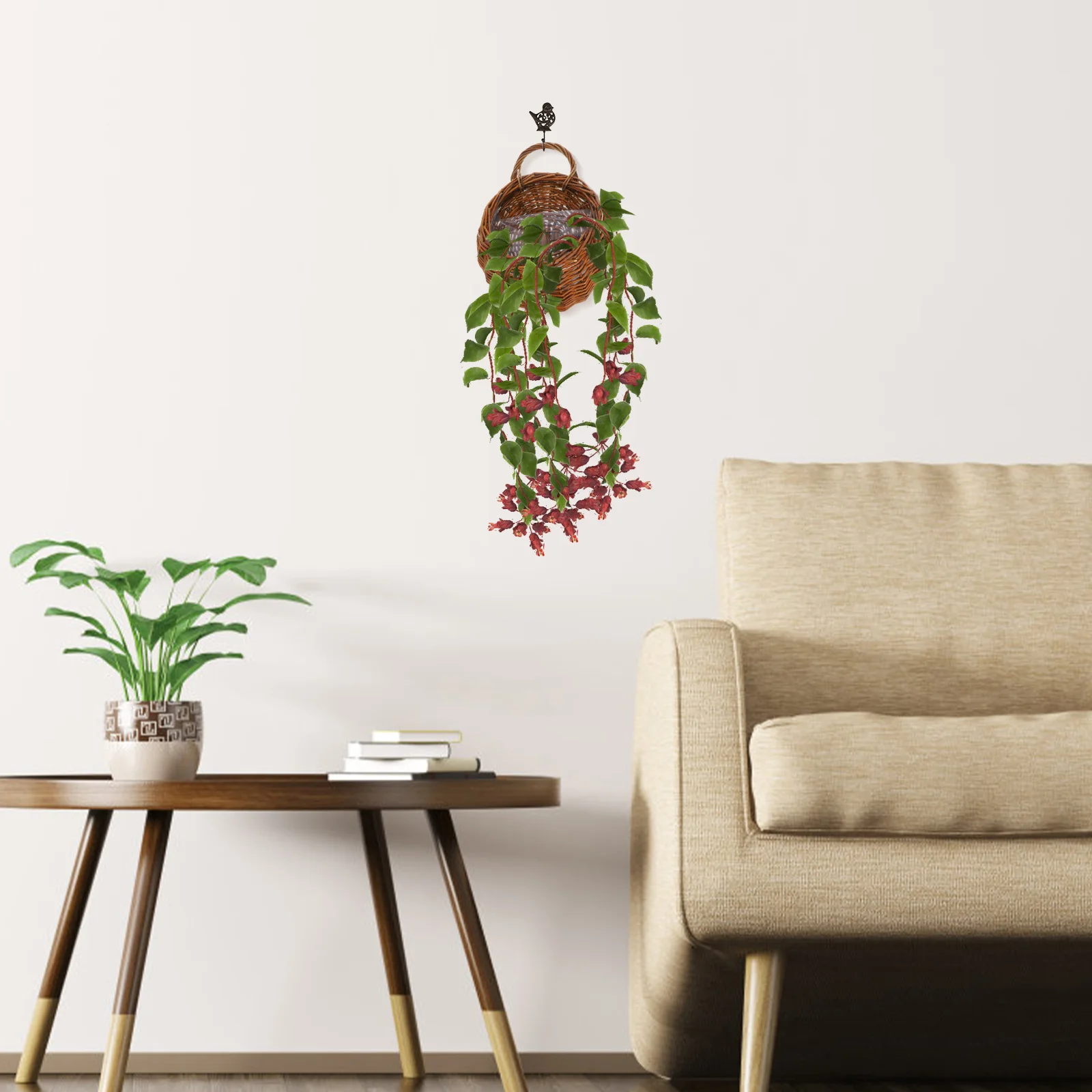 

2Pcs Elegant Wall Hanging Rattan Flower Basket Lightweight Woven Flowerpot Home Decoration Multi-Purpose Plant Holder Storage