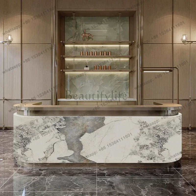 Modern Counter Reception Desks Checkout Elegant Service Industrial Reception Desks Welcome Commericial Bureau Office Furniture