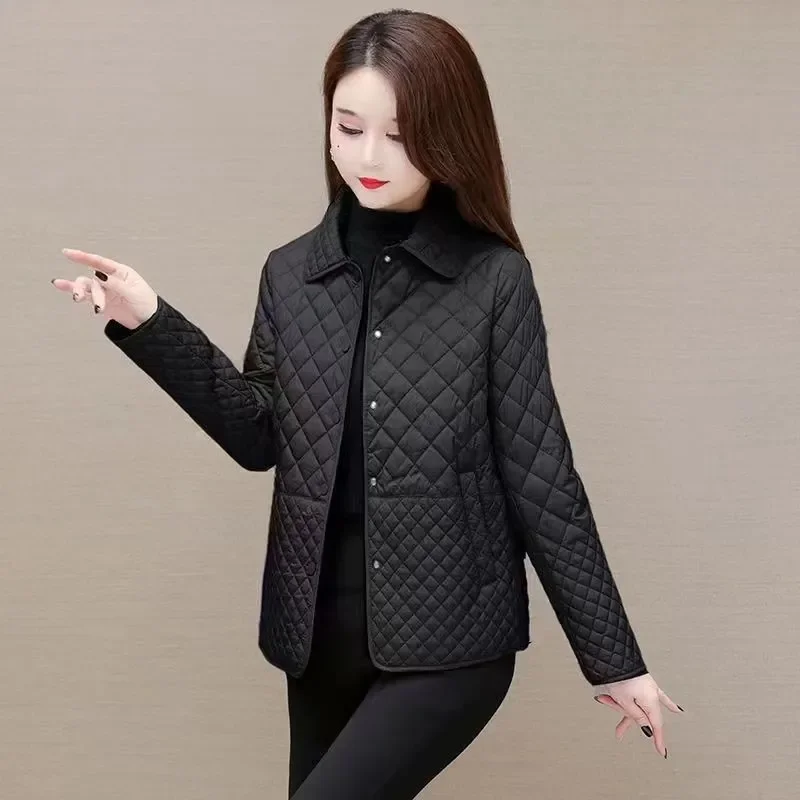 2024 Autumn Winter New Women's Mother Coat Light Cotton-padded Female Padded Jacket  Middle-aged Lderly Loose Casual Overcoat