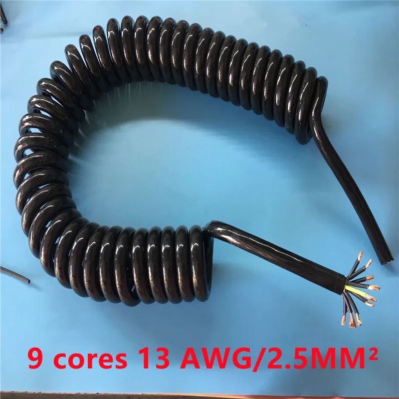 

Spring cable Spiral Wire 9 Core 2.5 Square 13 Awg Cable Pure Copper Cable High Power Large Coil Mechanical Telescopic Wire