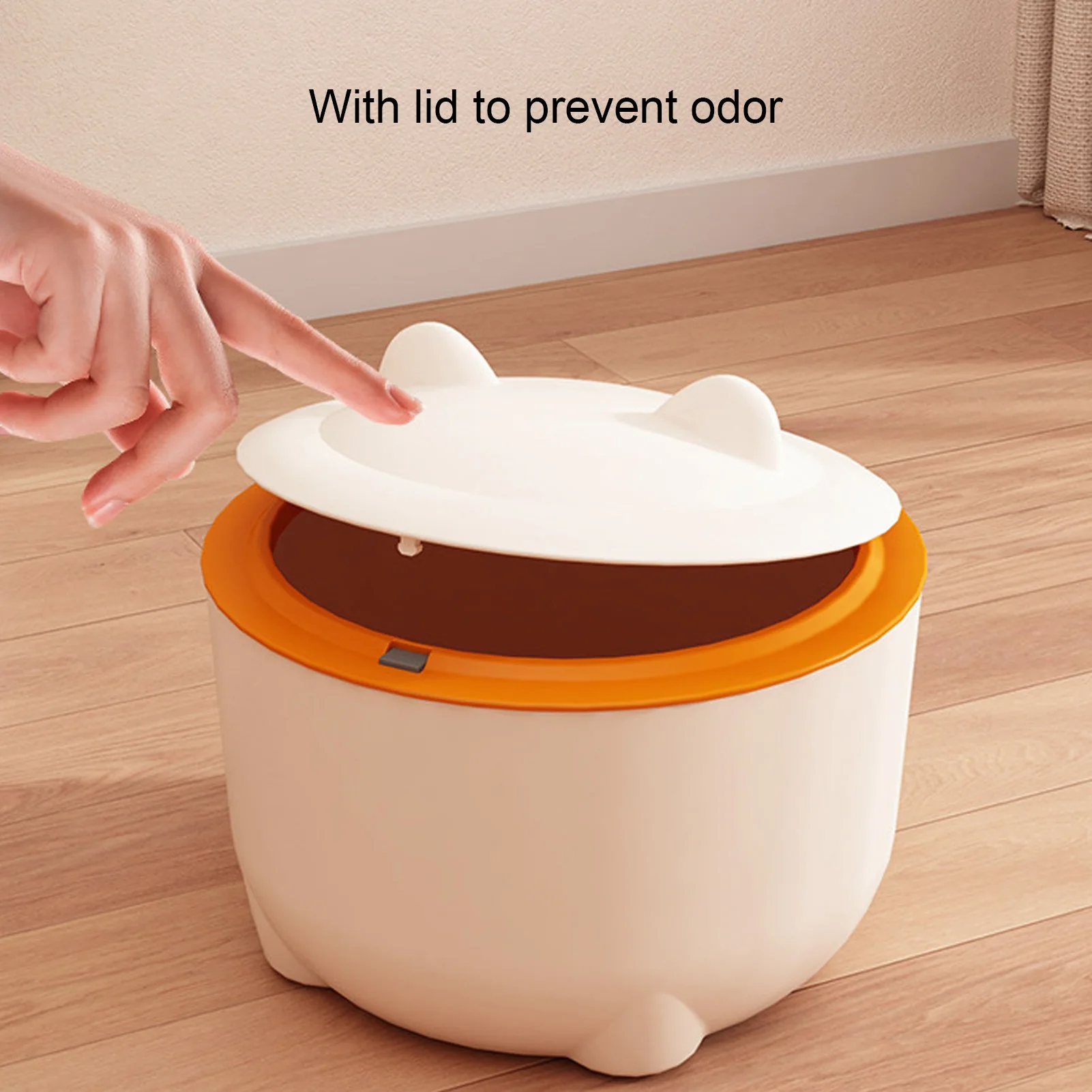 Cat Litter Trash Can with Press Type Lid Enclosed Design Compact Multipurpose Cat Waste Trash Can for Home Cat Litter Trash Can