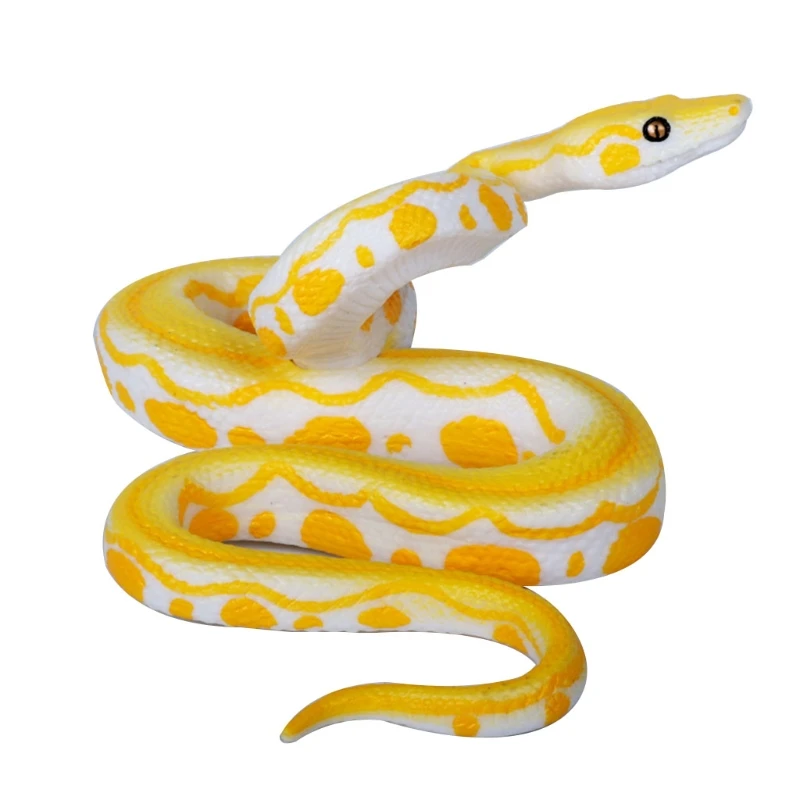 Realistic Golden Fake Snake Toy Rubber Snake Figure for Halloween Prank Props Animal Furnishing Articles