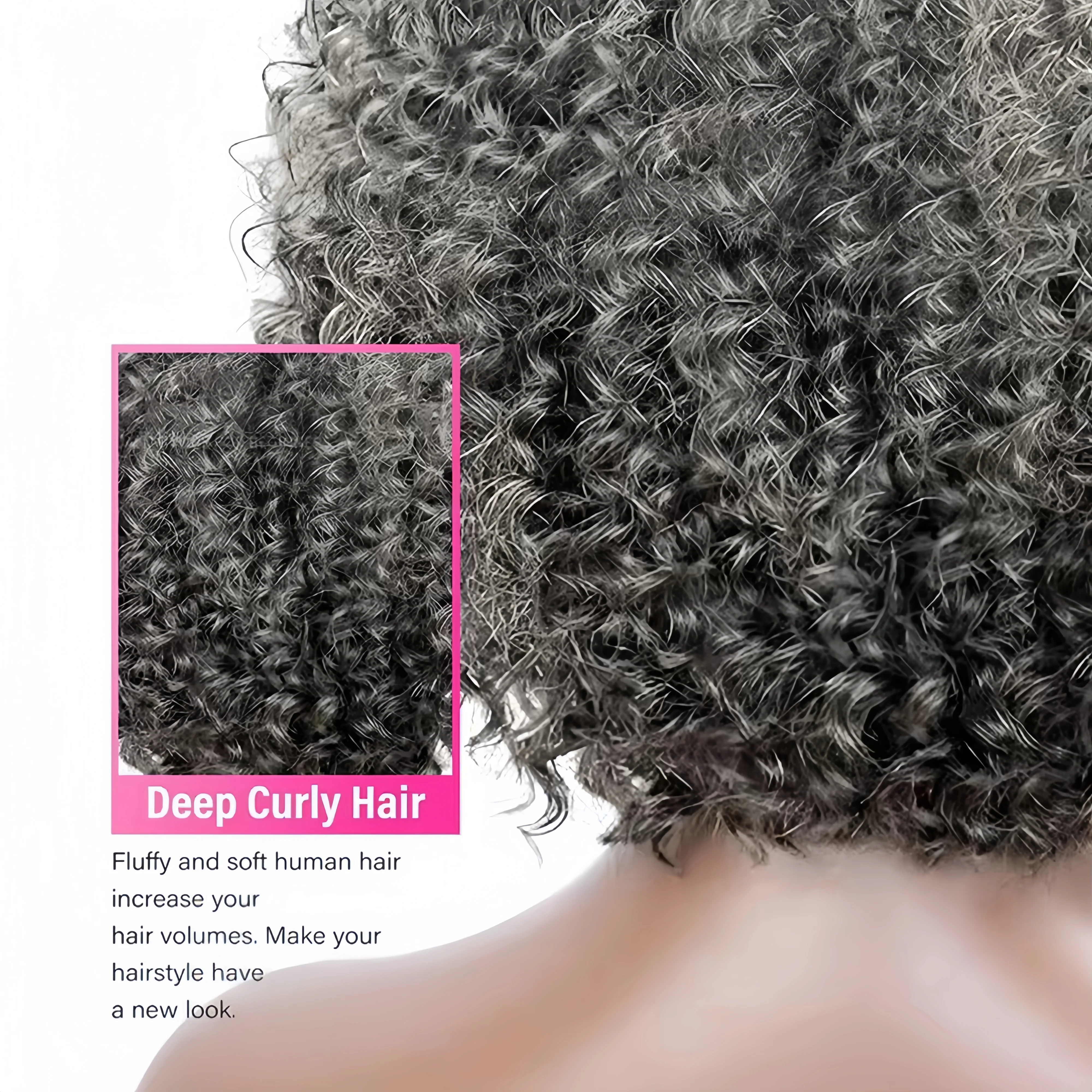 Parrucche per capelli umani ricci caschetto corto grigio argento Parrucca trasparente per sale e pepe con onde profonde Parrucche in pizzo HD Capelli umani Remy brasiliani al 100%