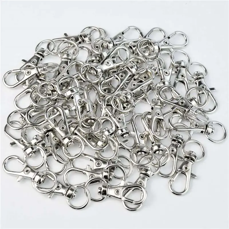 500 Pcs Swivel Clasps Lanyard Snap Hook,Metal Swivel Lanyard Snap Hook Lobster Claw Clasp Silver