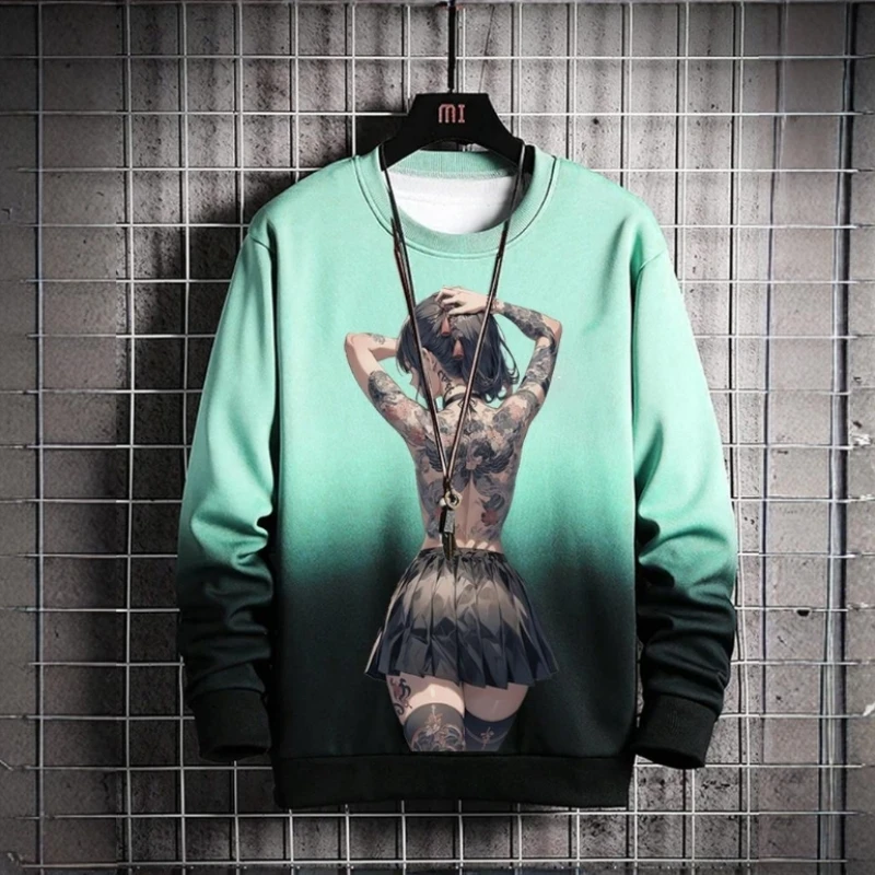 3D Print Anime Characters Long Sleeve T-Shirts For Men Autumn Fashion Men\'s O-Neck Sportwear Oversized  Pullover Men clothing