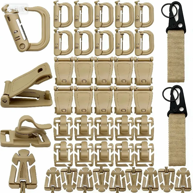

42Pcs Military Enthusiast Tactical Equipment Molle Accessory Set Outdoor Nylon Webbing Buckle for Backpack Bulletproof Vest